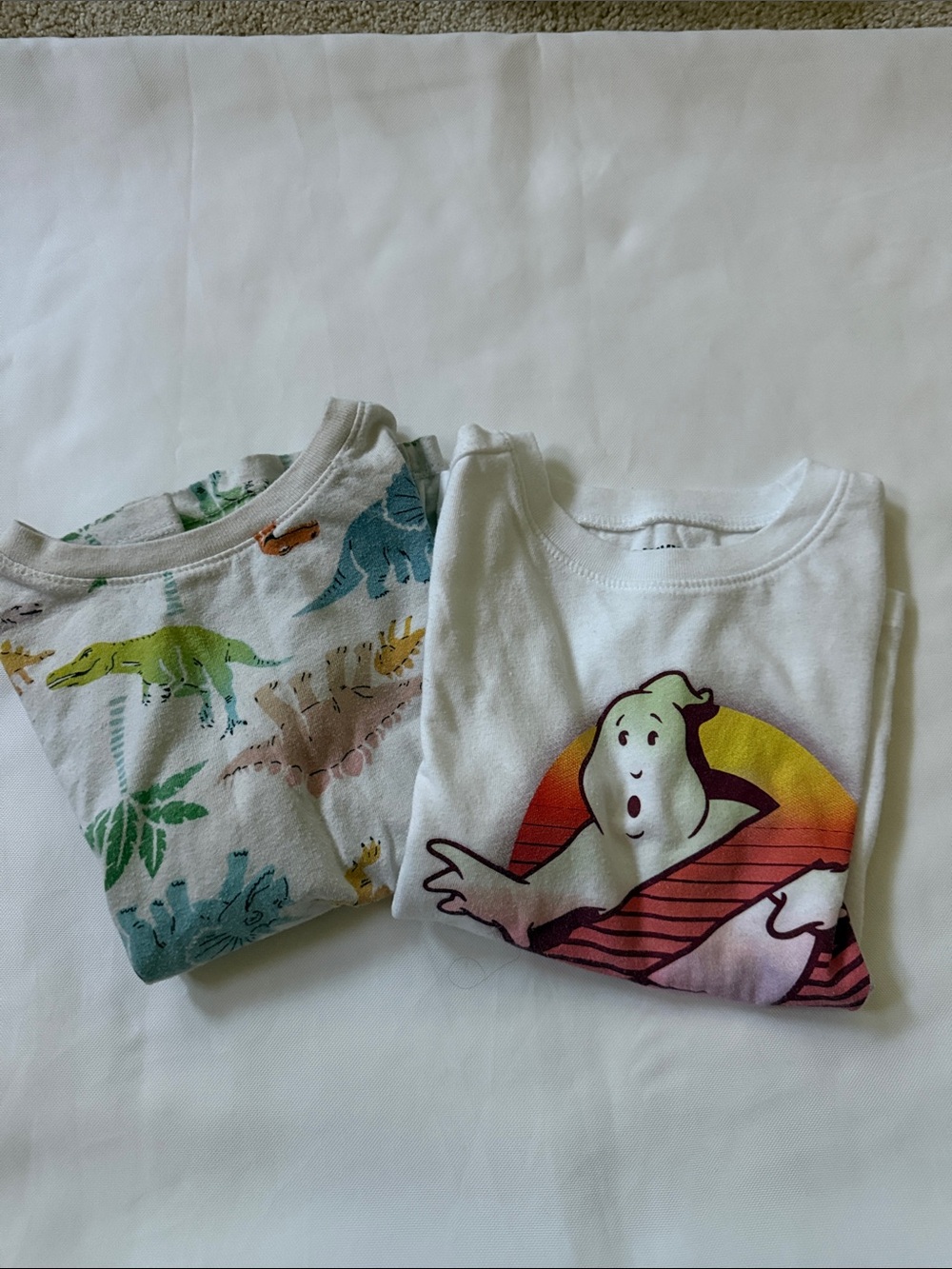 Old Navy White Kids Pajama Top with Colorful Ghost Sunset Graphic